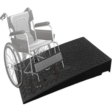 Imagem de Rampa de limite de borracha, 4" 5" 6" 7" 8" Entrada de rampa para cadeira de rodas, rampa de borracha de superfície texturizada antiderrapante para scooter de carro em cadeira de rodas, pret