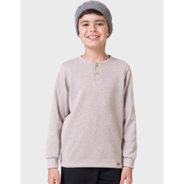 Imagem de Camisa Moletinho Elegante Punho Gola Com Botões Dia a Dia Frio Inverno - Menino 4 a 14 anos-Masculino