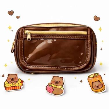 Imagem de Estojo Escolar Com Fecho Magnético E 4 Divisórias - Ofertaher, Marrom