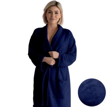 Imagem de Roupão Adulto GG com Bolso Manta Flannel - MORADA DOS ENXOVAIS, Azul