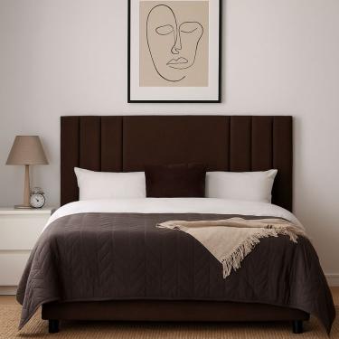 Imagem de Cabeceira Estofada Grecia Queen Corino 160x126x8 Cm Marrom Black House Decor