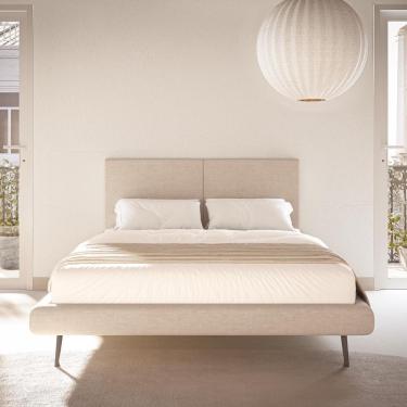 Imagem de Cama Amsterdã Queen Com Cabeceira Madeira Eucalipto Linho Bege TB Ecommerce