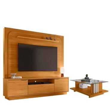 Imagem de Estante Home Theater Nilo Sem Pés Cinamomo Com Mesa De Centro Frizz Cinamomo Off White...