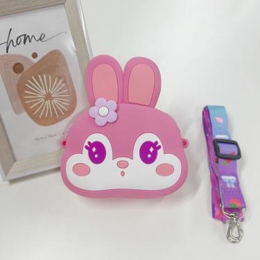 Imagem de Bolsa de Moeda Infantil Coelho Pop It para Aliviar Estresse Rosa Silicone com Zíper OEM