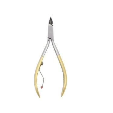 Imagem de Alicate de Cutícula Profissional Cabo Curto 10cm para Unhas em Aço Inoxidável Dourado OEM