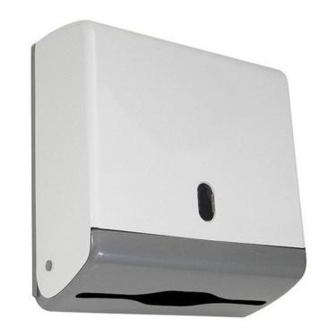 Imagem de Dispenser para Papel Toalha Interfolha Toalheiro Junior 2 Ou 3 Dobras para Até 600 Folhas com Visor Transparente Branco