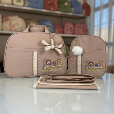 Imagem de Kit Bolsa Maternidade 2 Peças Grande Impermeável + Mochila + Trocador 