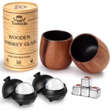 Imagem de Conjunto de Copos para Bebidas Tomzio Bourbon de Madeira Queimada 325m