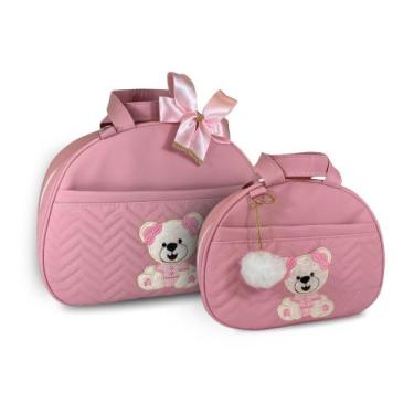 Imagem de Kit Bolsa Maternidade 2 Peças Grande Impermeável + Mochila + Trocador 