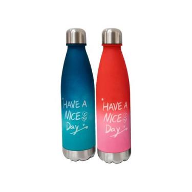 Imagem de Kit 2 Garrafa Térmica Inox 740ml Academia Trabalho Equeeze Passeio Esp