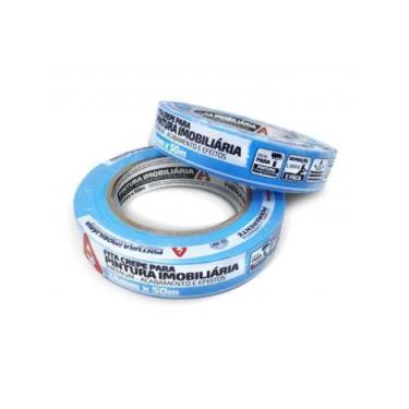 Imagem de Fita Crepe Imobiliária 24mm X 50 Metros Azul Neon - Uso Profissional -