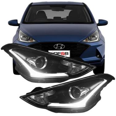 Imagem de Farol Dianteiro com LED HB20 HB20S 2020 2021 2022 - DFEB, Esquerdo/Mot