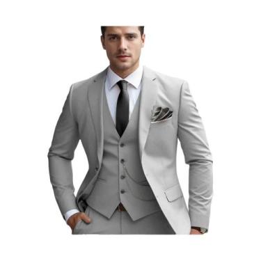 Imagem de Conjunto Masculino Slim Fit De Blazer, Colete E Calça Para Casamento, 