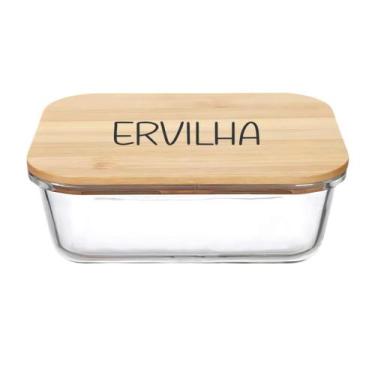 Imagem de Pote Hermético Vidro e Tampa de Bambu (600 ml) Ervilha - Casa Vitá, Er