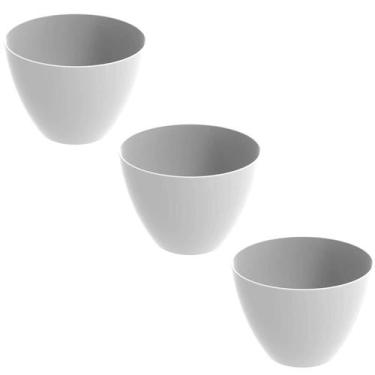 Imagem de Kit 3 Tigelas Redonda Grande 6,2L Branca Travessa Servir Salada Frutas