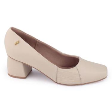 Imagem de Sapato Scarpin Feminino Usaflex AC2526007 salt bloco Vanilla, Bege, 38