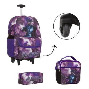 Imagem de Kit Mochila Bolsa Escolar Wandinha Rodinha 3 Pçs Passeio - Toys 2U