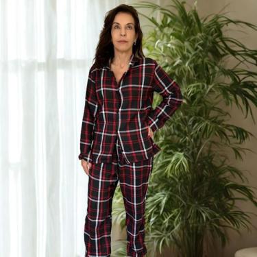Imagem de Pijama Feminino Manga Longa Na Flanela - Sara Confeçcões, Vermelho, P