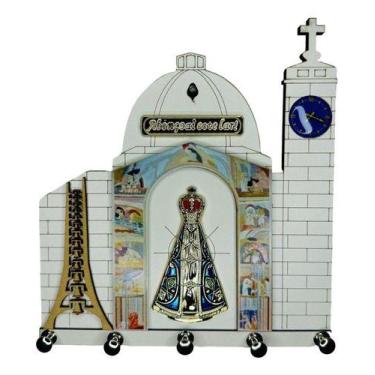 Imagem de Kit 5 Porta Chave Madeira Mdf Aparecida Basílica Parede - SANTISSIMA, 