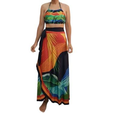 Imagem de Saída De Praia/ Conjunto saia pareô e top cropped - Corpo Dourado Moda