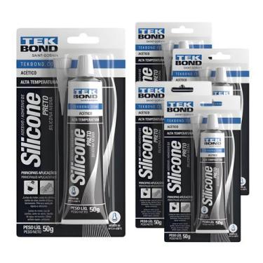 Imagem de 5 Unidades Silicone Acético Preto Alta Temp 50g Tekbond