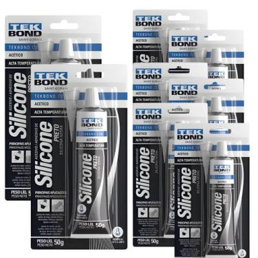 Imagem de 8 Unidades Silicone Acético Preto Alta Temp 50g Tekbond