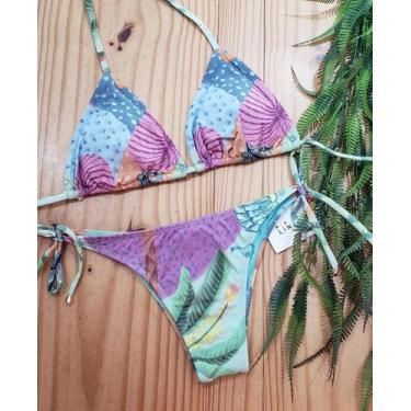 Imagem de Biquíni feminino sem bojo calcinha de amarrar moda praia - Linadella
