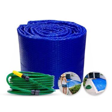 Imagem de Capa Térmica Piscina 4x2 Metros 300 Micras + Mangueira Verde 10M - Cik