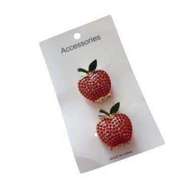 Imagem de Kit Presilhas de Frutas com Strass  2 Unidades - - Pistache Acessórios