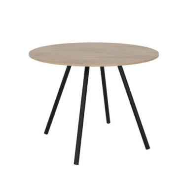 Imagem de Mesa Redonda 90cm Pé Palito Débora Preto/Fosco/Elmo - Devan Móveis