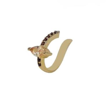Imagem de Piercing com Pedra Central Topázio e Cravação Lateral - Banhado a Ouro