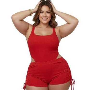 Imagem de Maiô Cavado Body Com Shortinho Feminino Plus Size Praia - Store Nathal