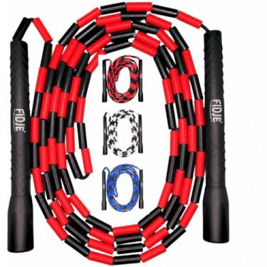 Imagem de Corda de Pular Segmentada Profissional Freestyle Fidje – Manopla Longa para Crossover – Beaded Jump Rope Ajustável – Treino Cardio, Agilidade e Coordenação Motora - Cor Vermelha