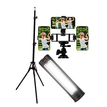 Imagem de Luminária LED portátil + Adaptador p/Smartphones + Tripé p/iluminação Ring Light - 1,60m