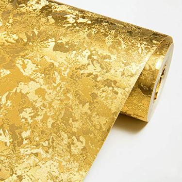 Imagem de Q QIHANG Papel de parede à prova d'água em folha dourada moderna simples para Hotel KTV Bars TV Pano de fundo de TV 1,73 cm L x 82,8 cm L = 57 pés quadrados (QH916Gold)
