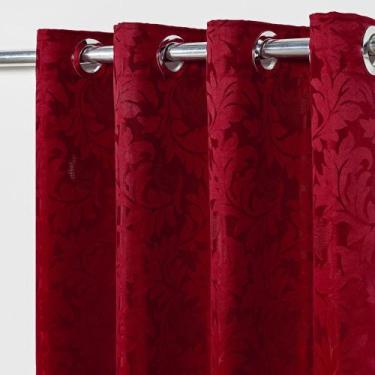 Imagem de Cortina Em Tecido Jacquard 2,70 M X 2,30 M - Vermelho - Bordados Sampa