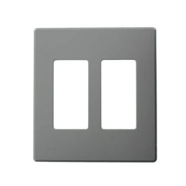Imagem de Leviton Placa de parede AWP00-20G para dimmer arquitetônico Renoir II, barbatanas removidas, 2 reguladores estreitos suportados, cinza