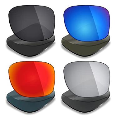 Imagem de Mryok 4 pares de lentes polarizadas de substituição para óculos de sol Costa Del Mar Waterwoman 06S9019 - preto furtivo/vermelho/azul gelo/titânio prateado