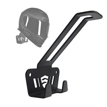 Imagem de ShieldMotors Suporte de Parede para Capacete e Jaqueta com 2 Ganchos, Aço Carbono com Pintura Epóxi Preta Microtexturizada, Organizador para Acessórios de Moto, Kit Instalação