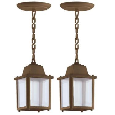 Imagem de Kit 2 Luminaria Pendente Externo Colonial Marrom Alz15
