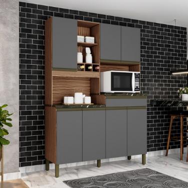 Imagem de Kit Cozinha 100% Mdf 7 Portas 1 Gaveta Puxador Perfil Verdot Ronipa Cozinhas Sevilha/Cb