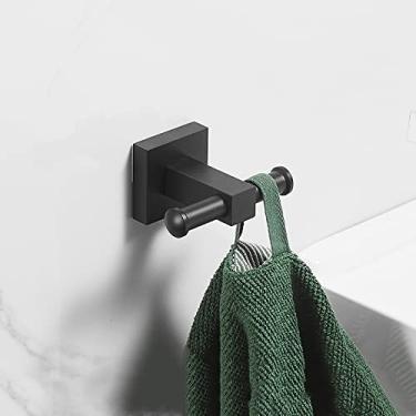 Imagem de Conjunto de Ferragens para Banheiro Gancho Preto Barras de Toalhas Prateleira Cabide de Toalhas Alumínio Acessórios para Banheiro Toalheiro Anel de Toalha Escova de Banheiro, Gancho