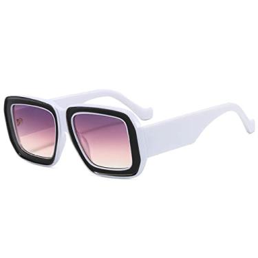 Imagem de Óculos de sol quadrados vintage de cor dupla para mulheres masculinas designer de moda óculos de sol senhoras tons de tendência UV400 óculos, branco, outros