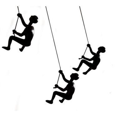 Imagem de Conjunto de 3, Homem Escalada Moderno de Alta Qualidade Premium Durável Poliresina Fácil Instalação Escultura 3D Arte de Parede Estátua, Preto, 1