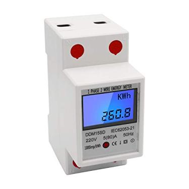 Imagem de LAOJIA Energia Eletrônica KWh,Medidor de energia de trilho DIN de fase monofásica 5-80A 220V 50Hz Medidor eletrônico de KWh com luz de fundo LCD Display digital DDM15SD