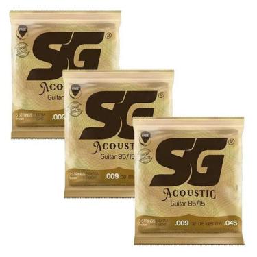 Imagem de Kit 3 Encordoamento Violão Aço 009 Sg 85/15 Bronze