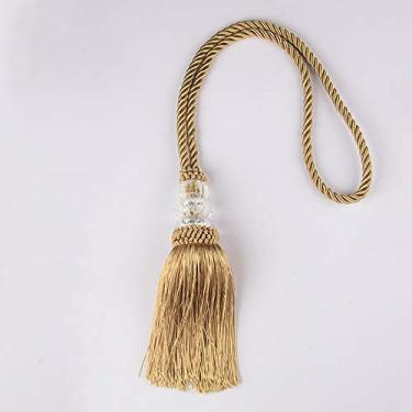 Imagem de Contas de cristal borla cortina de bola pendurada corda de amarração borlas pingente faça você mesmo acessórios de cortina decoração de quarto, ouro, 1 peça