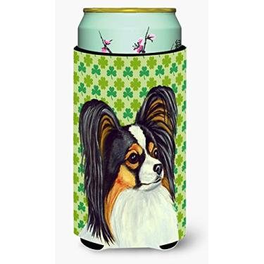 Imagem de Caroline's Treasures LH9210TBC Papillon Dia de São Patrício Shamrock Retrato de Bebidas Isolador Isolador de Bebidas Alto, Menino Alto, Multicolorido