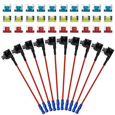 Imagem de Pacote com 10 mini fusível Adicionar um circuito de 12 V 24 V de perfil baixo ACS porta-fusíveis com fusível 10 A 15 A 20 A
