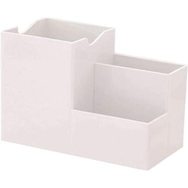 Imagem de Organizador de armazenamento de armazenamento, suporte de mesa de organizador multifuncional, recipiente de armazenamento de armazenamento, ferramentas de maquiagem, rack, escola, mesa de escritório, organizador (Branco)